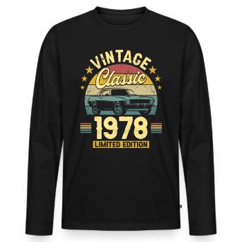 Car Vintage 1978 45 Years Anniversary - Men's Premium Organic Long Sleeve Shirt - black - Front - Nico (187cm)