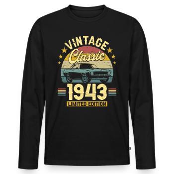 Car Vintage 1943 80 Years Anniversary - Men's Premium Organic Long Sleeve Shirt - black - Front - Nico (187cm)