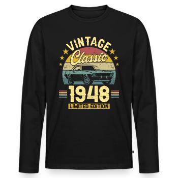 Car Vintage 1948 75 Years Anniversary - Men's Premium Organic Long Sleeve Shirt - black - Front - Nico (187cm)
