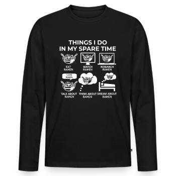 Dinge, die ich in meiner Freizeit mache - Ramen - Männer Premium Bio Langarmshirt - Schwarz - Vorne - Nico (187cm)
