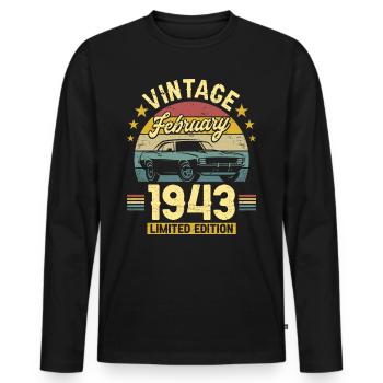 Vintage February 1943 80 years anniversary - Men's Premium Organic Long Sleeve Shirt - black - Front - Nico (187cm)