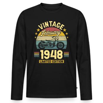 Vintage February 1948 75 years anniversary - Men's Premium Organic Long Sleeve Shirt - black - Front - Nico (187cm)