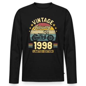 Vintage Février 1998 25 Ans Anniversaire - T-shirt manches longues Premium bio Homme - noir - Devant - Nico (187cm)