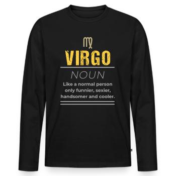 Jungfrau Substantiv - Wie ein normaler Mensch nur - Männer Premium Bio Langarmshirt - Schwarz - Vorne - Nico (187cm)