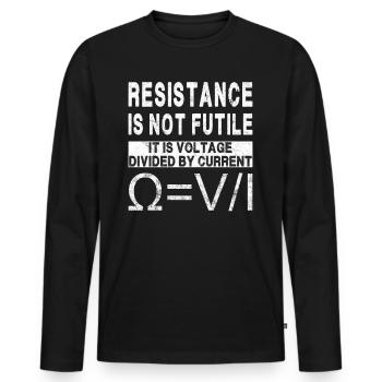 Widerstand ist nicht zwecklos - Volt geteilter Strom - Männer Premium Bio Langarmshirt - Schwarz - Vorne - Nico (187cm)