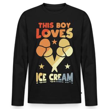 Dieser Junge liebt Eiscreme - Männer Premium Bio Langarmshirt - Schwarz - Vorne - Nico (187cm)