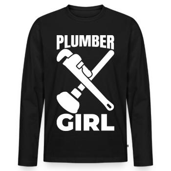 Plumber - Men's Premium Organic Long Sleeve Shirt - black - Front - Nico (187cm)