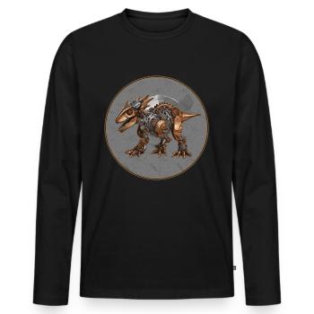 Steampunk-Dinosaurier - Männer Premium Bio Langarmshirt - Schwarz - Vorne - Nico (187cm)
