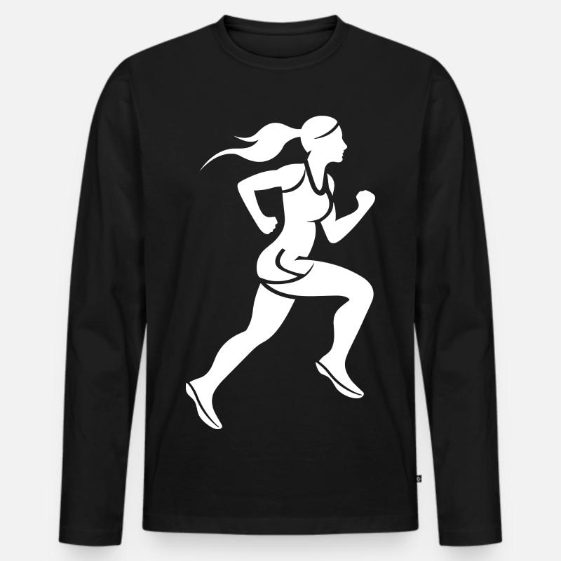 Läuferin - Männer Premium Bio Langarmshirt - Schwarz
