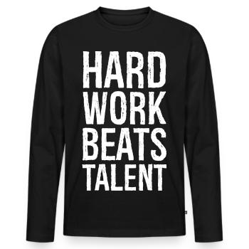 Hard Work Beats Talent - Men's Premium Organic Long Sleeve Shirt - black - Front - Nico (187cm)