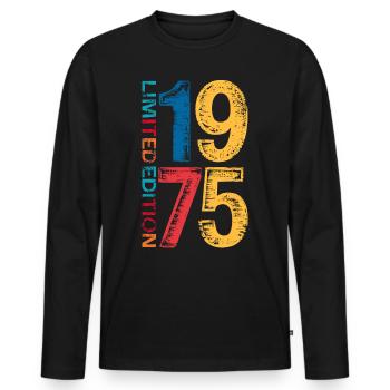 Legend 1975 Geschenke zum 50. Geburtstag für Männer Frauen 50 J - Männer Premium Bio Langarmshirt - Schwarz - Vorne - Nico (187cm)