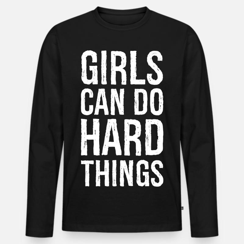 Mädchen können harte Dinge tun - Männer Premium Bio Langarmshirt - Schwarz