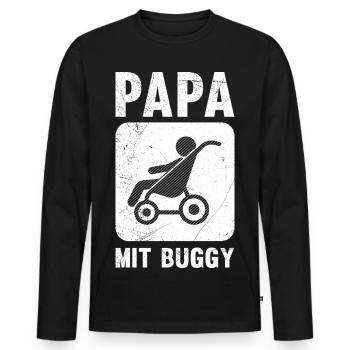 Werdender Vater PAPA MIT BUGGY Lustiges - Männer Premium Bio Langarmshirt - Schwarz - Vorne - Nico (187cm)