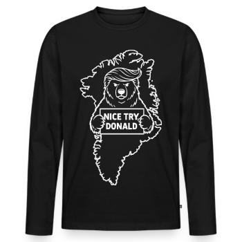 Grönland: Netter Versuch, Donald - Männer Premium Bio Langarmshirt - Schwarz - Vorne - Nico (187cm)