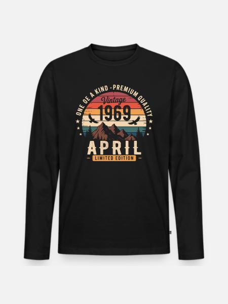 Millésime Anniversaire Avril 1969 April 1969 - T-shirt manches longues Premium bio Homme - noir