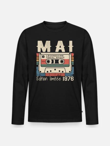 Mai 1976 - T-shirt manches longues Premium bio Homme - noir