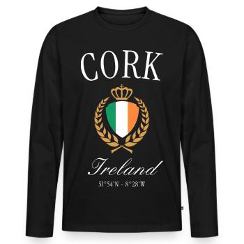 Cork Irland Wappen Krone – Reise Souvenir - Männer Premium Bio Langarmshirt - Schwarz - Vorne - Nico (187cm)