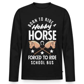 Hobby Horse School Bus Reiten - Männer Premium Bio Langarmshirt - Schwarz - Vorne - Nico (187cm)