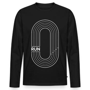 Laufen - Laufstrecke - Männer Premium Bio Langarmshirt - Schwarz - Vorne - Nico (187cm)