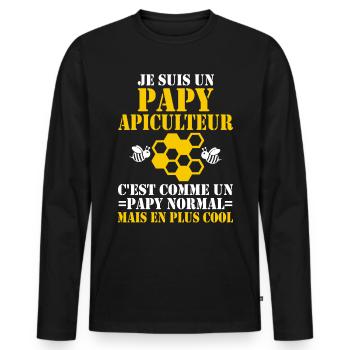I am a Papy Beekeeper - Men's Premium Organic Long Sleeve Shirt - black - Front - Nico (187cm)