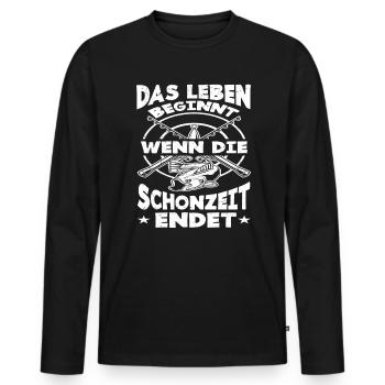 Angelnspruch Angler Fischerei Geschenk - Männer Premium Bio Langarmshirt - Schwarz - Vorne - Nico (187cm)