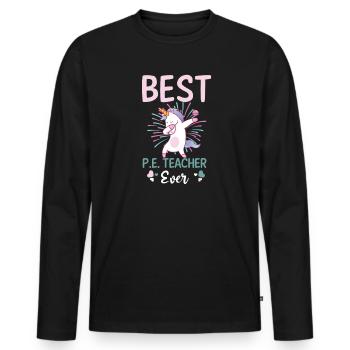PE Teacher Best PE Teacher Ever - Men's Premium Organic Long Sleeve Shirt - black - Front - Nico (187cm)