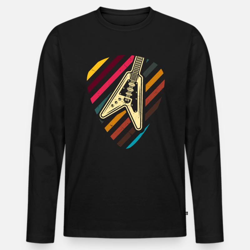 Gitarre - Männer Premium Bio Langarmshirt - Schwarz