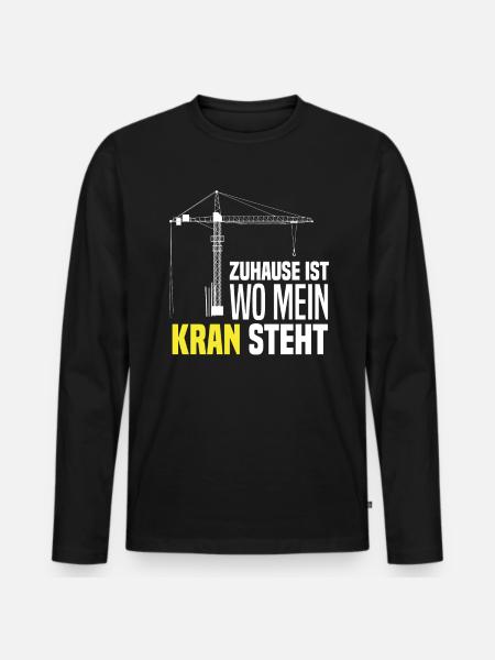 Kran Kranführer - Männer Premium Bio Langarmshirt - Schwarz