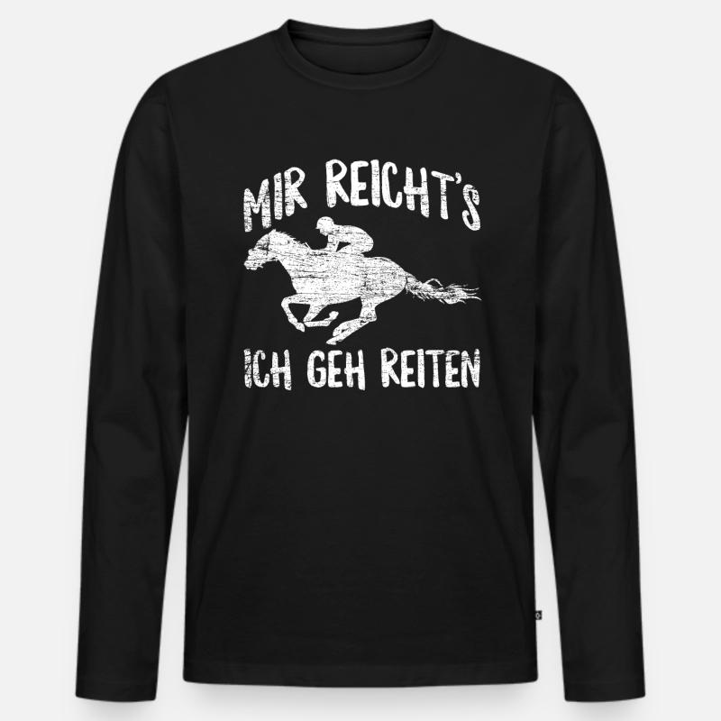 Reiten - Männer Premium Bio Langarmshirt - Schwarz