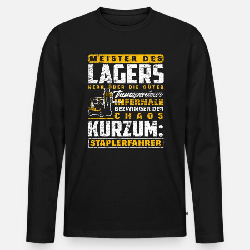 Staplerfahrer Lager Lagerist - Männer Premium Bio Langarmshirt - Schwarz