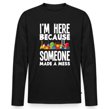 Hausmeister Reinigung Putzfrau Putzmann - Männer Premium Bio Langarmshirt - Schwarz - Vorne - Nico (187cm)