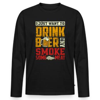 Grill Grillen Bier - Männer Premium Bio Langarmshirt - Schwarz - Vorne - Nico (187cm)