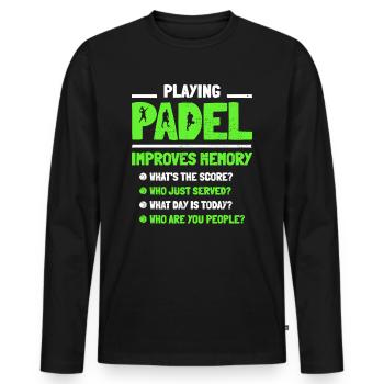 Playing Padel Improves Memory Paddle Tennis - Men's Premium Organic Long Sleeve Shirt - black - Front - Nico (187cm)
