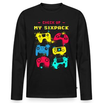 Gamer Gaming Sixpack - T-shirt manches longues Premium bio Homme - noir - Devant - Nico (187cm)
