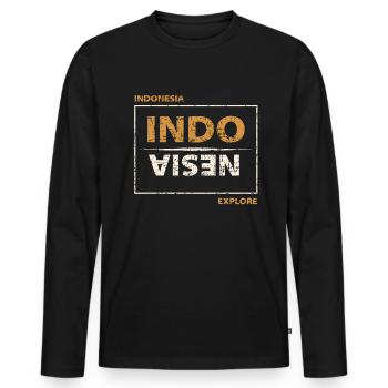 Indonésie - T-shirt manches longues Premium bio Homme - noir - Devant - Nico (187cm)
