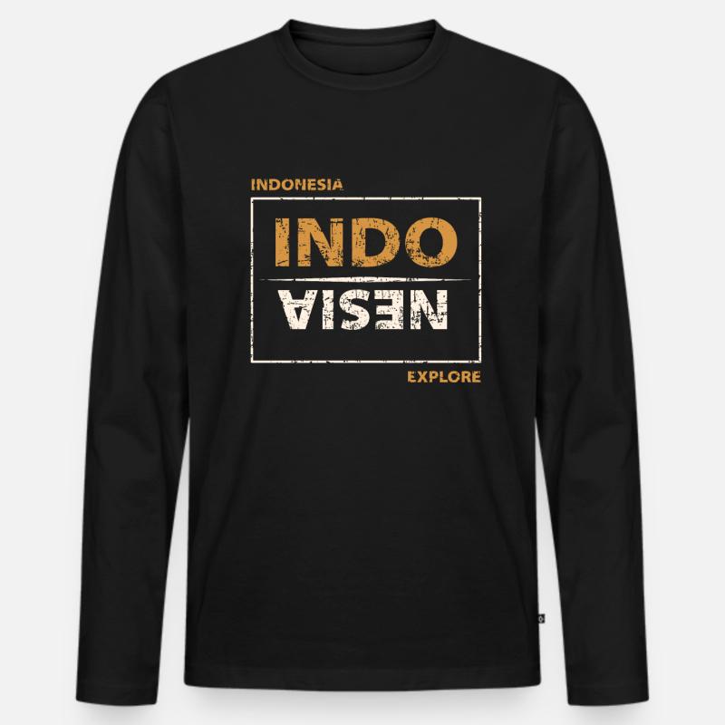 Indonesien - Männer Premium Bio Langarmshirt - Schwarz