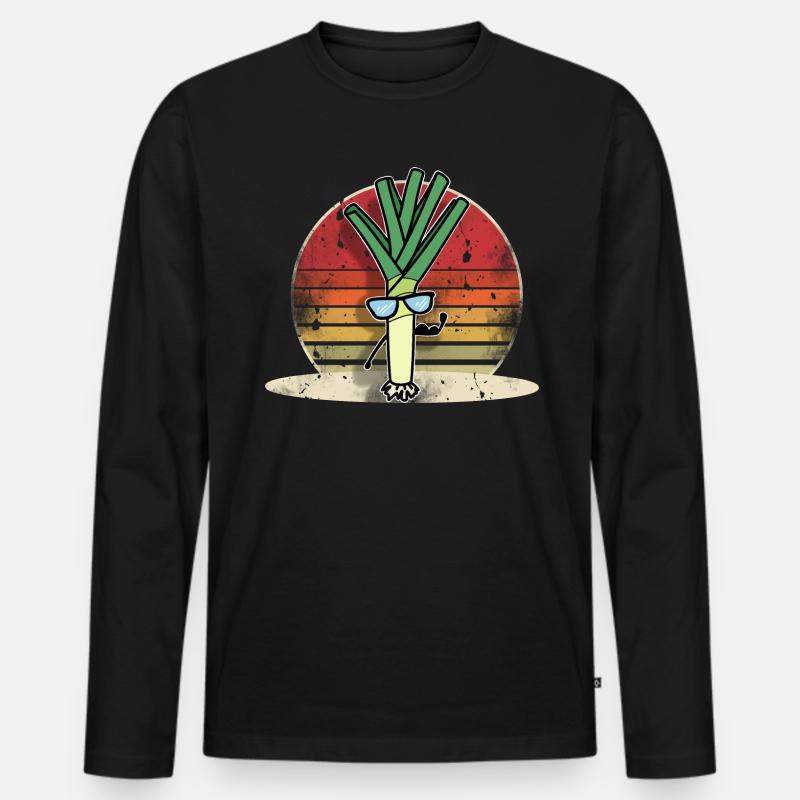 Lauch - Männer Premium Bio Langarmshirt - Schwarz