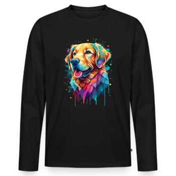 Golden Retriever Bunt Kunstwerk | Tiermotiv Hund - Männer Premium Bio Langarmshirt - Schwarz - Vorne - Nico (187cm)