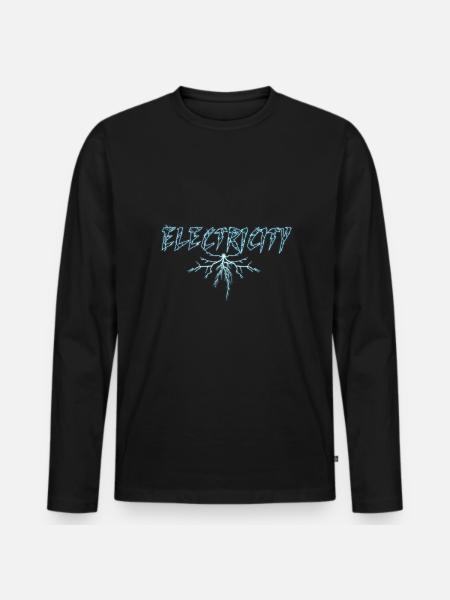 Electricity Electric Current Lightning Strike - Men's Premium Organic Long Sleeve Shirt - black