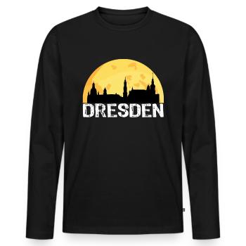 Dresde rétro vintage dans la lune - T-shirt manches longues Premium bio Homme - noir - Devant - Nico (187cm)