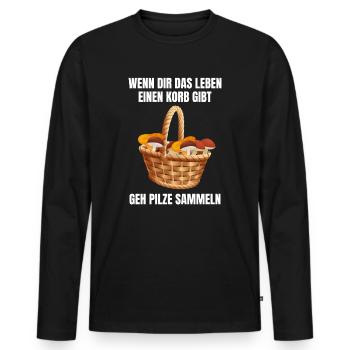 Pilze Sammeln Pilzsammler lustiges Geschenk - Männer Premium Bio Langarmshirt - Schwarz - Vorne - Nico (187cm)