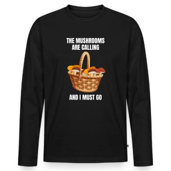 Mushrooms Picking Mushroom Pickers Funny Gift - Men's Premium Organic Long Sleeve Shirt - black - Front - Nico (187cm)
