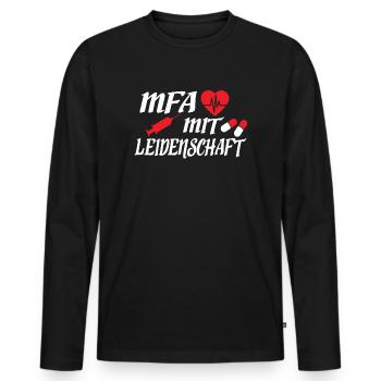 MFA Medizinische Fachangestellte Arzthelferin - Männer Premium Bio Langarmshirt - Schwarz - Vorne - Nico (187cm)