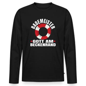 Lustiger Bademeister Spruch Rettungsschwimmer - Männer Premium Bio Langarmshirt - Schwarz - Vorne - Nico (187cm)