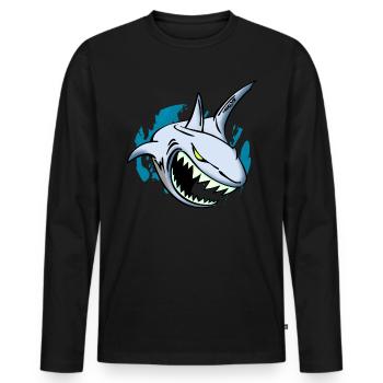Hai - Männer Premium Bio Langarmshirt - Schwarz - Vorne - Nico (187cm)