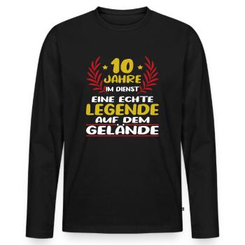 10 Jähriges Dienstjubiläum Firmenjubiläum - Männer Premium Bio Langarmshirt - Schwarz - Vorne - Nico (187cm)