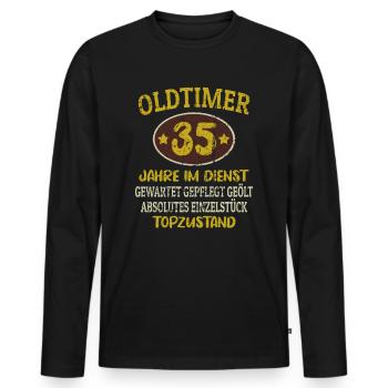 35 Jähriges Dienstjubiläum Firmenjubiläum Oldtimer - Männer Premium Bio Langarmshirt - Schwarz - Vorne - Nico (187cm)