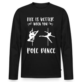 Pole Dance Pole Dance Pole Dance Strip-teaseuse - T-shirt manches longues Premium bio Homme - noir - Devant - Nico (187cm)