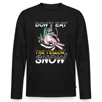 Skieurs Ski Licorne - neige jaune - T-shirt manches longues Premium bio Homme - noir - Devant - Nico (187cm)