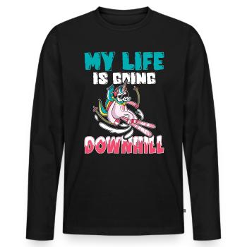 Ski skieur ski - La vie en descente - T-shirt manches longues Premium bio Homme - noir - Devant - Nico (187cm)